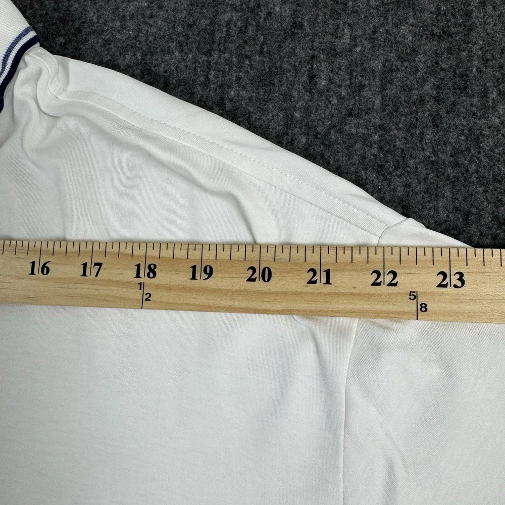 Polo Ralph Lauren Men's Polo Shirt 4XLT Big Tall White Navy Trim Pony